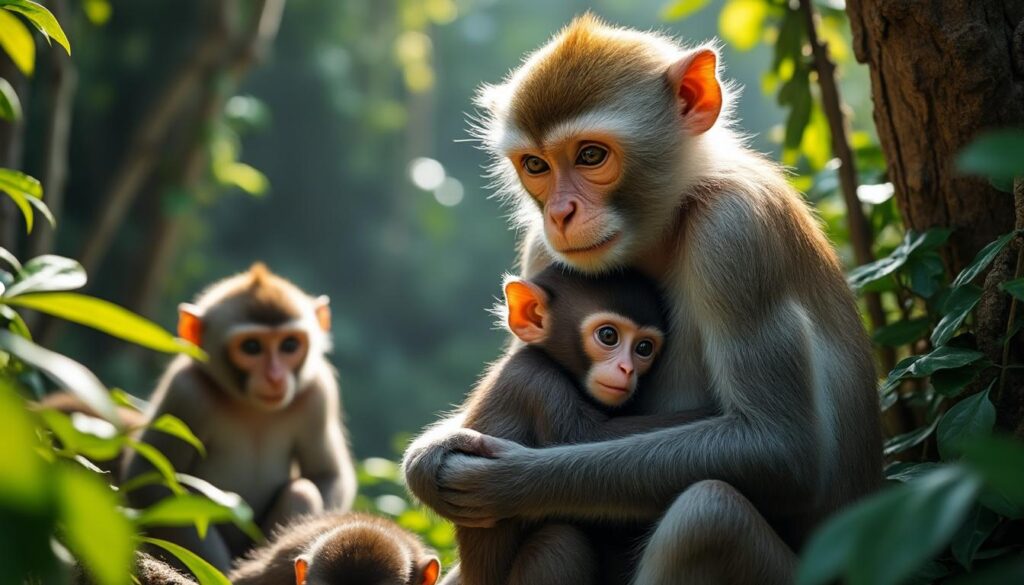 découvrez les comportements uniques des femelles singes, et comment la mère se distingue au sein de sa troupe par ses rôles et ses interactions spécifiques.