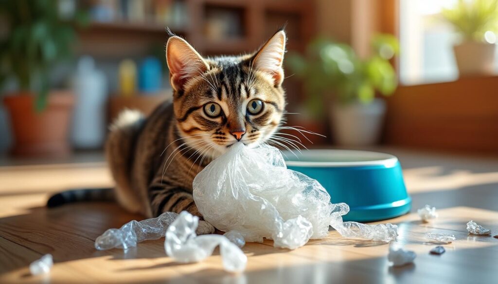 découvrez pourquoi votre chat mange du plastique, les causes possibles de ce comportement étrange et comment y remédier pour assurer la santé de votre compagnon.