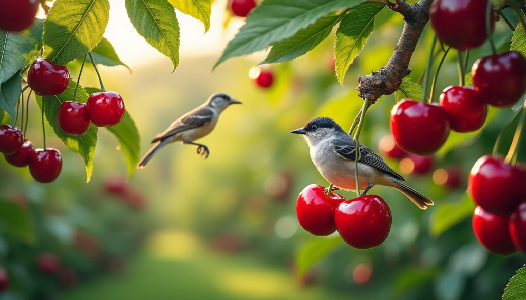 découvrez des astuces efficaces pour protéger vos cerises des oiseaux sans les effrayer, et savourez une récolte abondante et préservée.