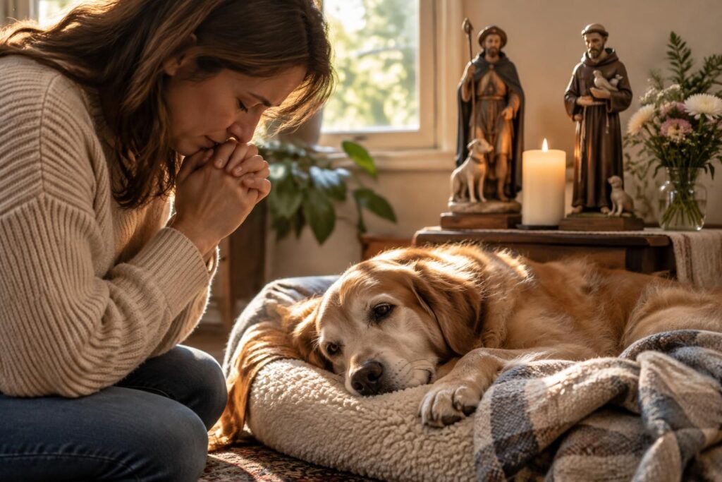 découvrez une prière de guérison pour votre chien malade et les saints protecteurs à invoquer pour lui apporter réconfort et espérance.